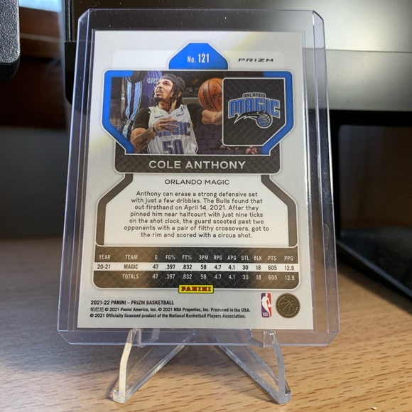 2021-22 Panini Prizm Red White Blue Prizm Cole Anthony Orlando Magic #121 - Picture 2 of 2